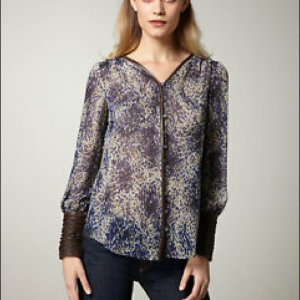 Elizabeth and James silk blouse with leather cuff‎